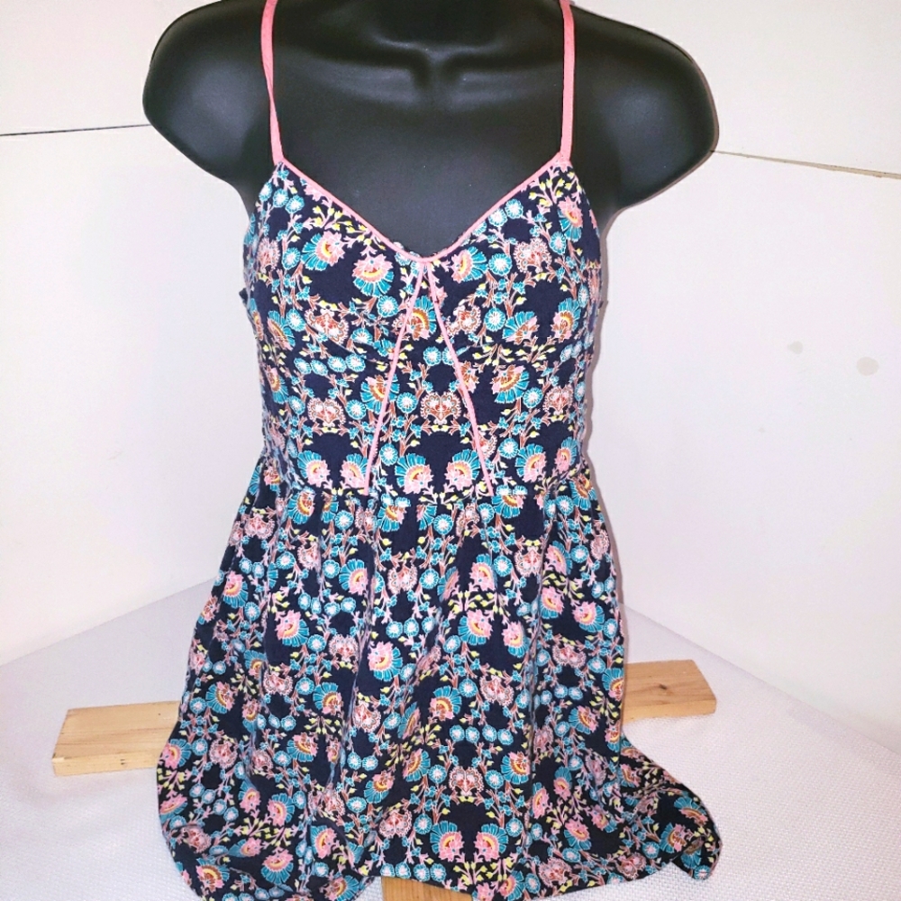 Xhileration blue and pink floral dress